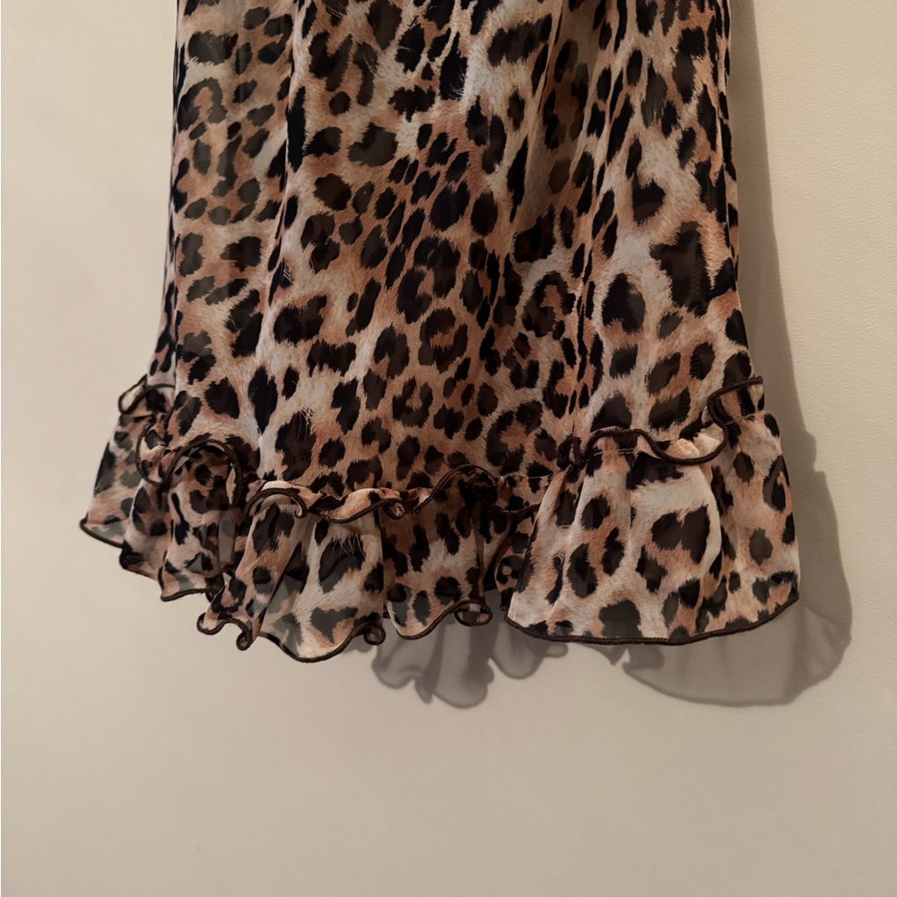 Vintage Leopard Print Lingerie Lace Night Grown Sz S - Picture 4 of 5